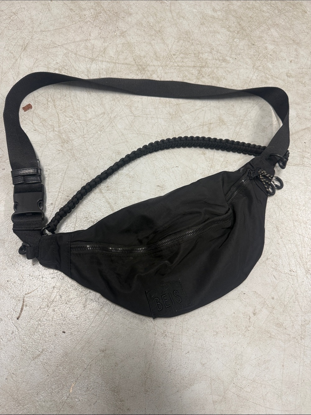 BEIS Black Braided-Handle Sling Belt Bag LIKE NEW